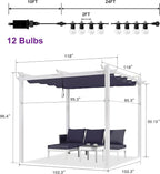 PURPLE LEAF Patio White Pergola 10' x 10' w/Light, Extra Canopy, aluminum frame - Image 6