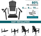 THOEOE Stackable Adirondack Chair, Plastic Outdoor Fire Pit Chairs | - Image 4