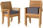 Stackable Patio Dining Chairs Set of 6, Dark Grey | Outdoor Acacia Wood Chairs - Image 7