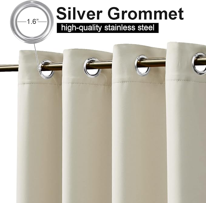 NICETOWN 2 Panels Thermal Outdoor Curtains Windproof W52xL72 Light Beige | - Image 2