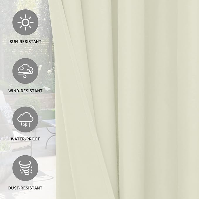 Easy-Going 100% Waterproof Outdoor Curtains 54x96 inch, Gazebo and Pergola 2 - Image 5