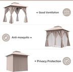8'x8' Outdoor Gazebo with 50FT String Lights, Metal Heavy Duty Patio Canopy - Image 3