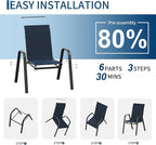 Stackable Outdoor Patio Dining Chairs Set of 4 – Heavy Duty, High Back Armchairs - Image 6