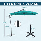 10FT Outdoor Offset Umbrella, Cantilever Patio Umbrella - Image 2