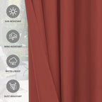 Easy-Going 100% Waterproof Outdoor Curtains 54x120 inch, Terra Red | Windproof - Image 5