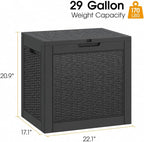 29 Gallon Outdoor Storage Box, Resin Deck Boxes Indoor and outdoor, Waterproof - Image 2