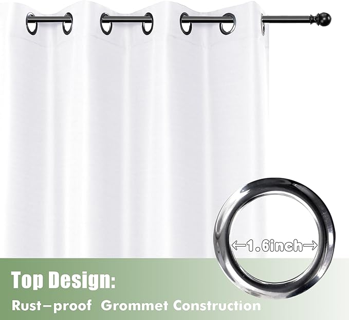 HolidayIdeas Outdoor Curtains for Patio Waterproof 6 Pcs 54x84 Inch White | - Image 4