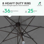 JEAREY 9FT Outdoor Patio Umbrella, Market Umbrella, Dark Gray | Outdoor Table - Image 5