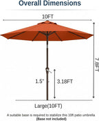 10FT Patio Umbrella, Outdoor Umbrella - Image 8