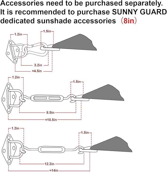 SUNNY GUARD Custom Size 14'x28' Rectangle Turquoise Blue UV Block Sunshade - Image 3