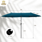 13 ft Large Double-Sided Patio Umbrella, Outdoor Umbrella, Cerulean | HERA'S - Image 4