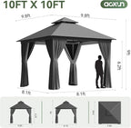 Aoxun 10x10 Gazebo Metal Frame Canopy Tent - Image 6