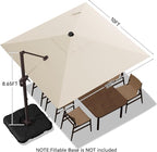 10x10FT Cantilever Outdoor Umbrella, 360° Rotating Large Offset Square Patio - Image 3