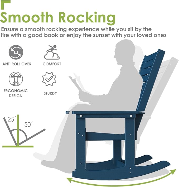 GREENVINES Oversized Outdoor Rocking Chairs Set of 4, HDPE Rocker - Image 4