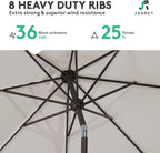 JEAREY 9FT Outdoor Patio Umbrella, Market Umbrella, Fog Gray | Outdoor Table - Image 5