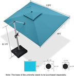 PURPLE LEAF Patio Cantilever Umbrella 9' X 12' Large, Turquoise Blue | 35MPH - Image 9