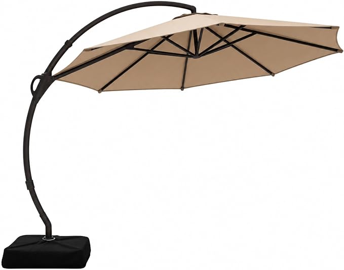Outdoor Patio Umbrella with Base included, 11 FT Deluxe Curvy Cantilever - Image 2