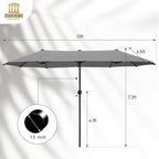 HERA'S PALACE 13 ft Large Double-Sided Twin Patio Umbrella, Outdoor Market - Image 6