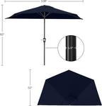 Half Umbrella Outdoor Patio Shade - 9 ft Patio Umbrella - Small Canopy - Image 5