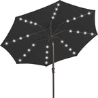 JEAREY 9' Patio Umbrella with Solar Lights, LED Umbrella, Jet Black | Outdoor by JEAREYOutdoorsCollection