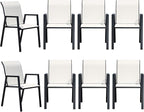 Outdoor Patio Chairs Set of 8, Oyster Beige Stackable Outdoor Chairs, - Image 7