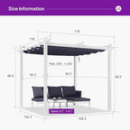 PURPLE LEAF Retractable Pergola 10' x 10' White Pergola, Extra Canopy, anchored - Image 3