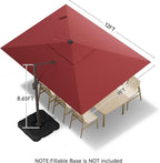 9x12 FT Cantilever Patio Umbrella, Large Rectangular Offset Outdoor Umbrella - Image 3