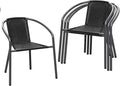 4 Pack Patio Stackable Rattan Chairs, Indoor-Outdoor Restaurant Bistro Wicker by TANGJEAMER