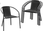 4 Pack Patio Stackable Rattan Chairs, Indoor-Outdoor Restaurant Bistro Wicker by TANGJEAMER