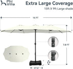 PHI VILLA 15ft Large Outdoor Patio Umbrella - Image 6