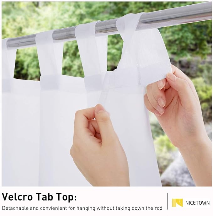 NICETOWN 2 Panels White Sheer Outdoor Curtains - Image 2
