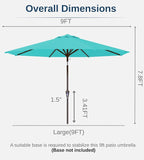 9FT Auto-Tilt Patio Umbrella|Outdoor Market Table Umbrella - Image 7