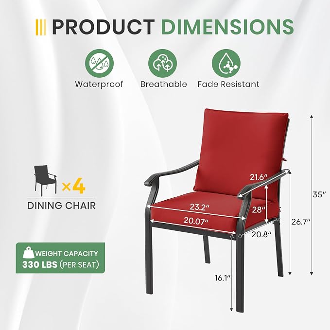 LVUYOYO Outdoor Patio Dining Chairs Set of 4, Metal Stackable Chairs Set - Image 3