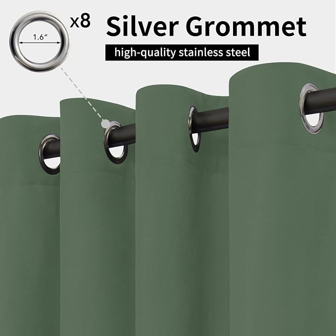 Easy-Going Outdoor Curtains for Patio 1 Panel, 54x96 inch, Sage Green | - Image 2