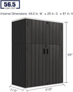 KINYING Outdoor Vertical Storage Shed, 57 Cu.ft Outdoor Storage Cabinet - Image 4