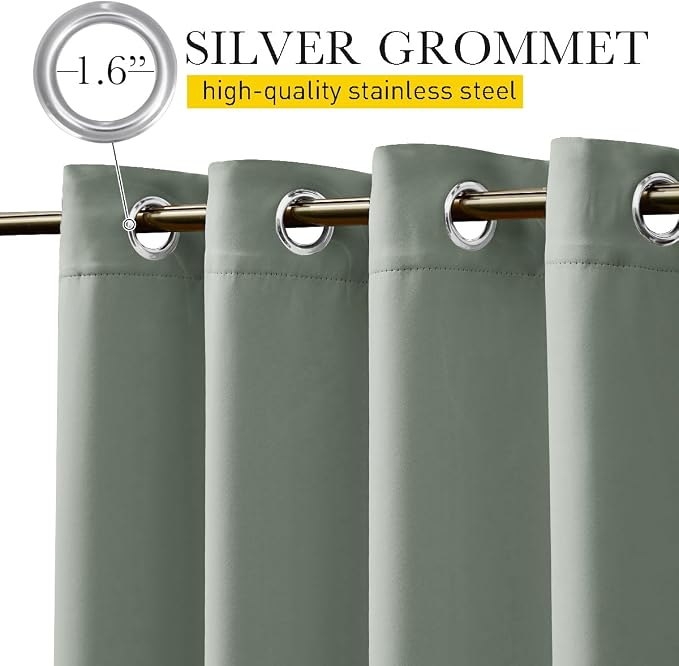 NICETOWN Patio Curtains Outdoor Waterproof W100 x L95 in Sage Green | Windproof - Image 5