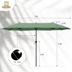 13 ft Large Double-Sided Patio Umbrella, Outdoor Umbrella, Mint | HERA'S PALACE - Image 3