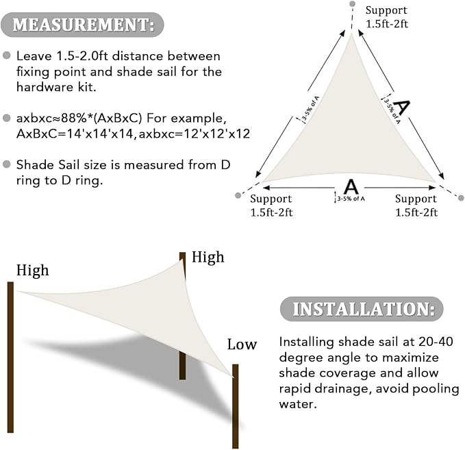 Shade&Beyond Custom Sun Shade Sail 12'x17'x20.8' Triangle Sun Sail Shades Patio - Image 6
