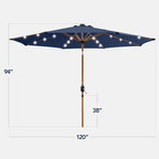 Best Choice Products 10ft Solar Market Patio Umbrella w/Woodgrain Pattern Pole - Image 2