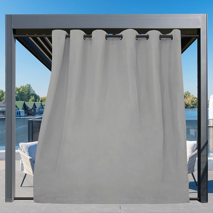 Easy-Going Outdoor Curtains for Patio 1 Panel, 110x120 inch, Light Grey | - Image 3
