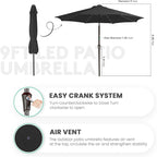 JEAREY 9' Patio Umbrella with Solar Lights, LED Umbrella, Jet Black | Outdoor - Image 6