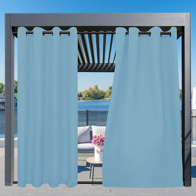 Easy-Going Outdoor Curtains for Patio 1 Panel, 54x108 inch, Sky Blue | - Image 3