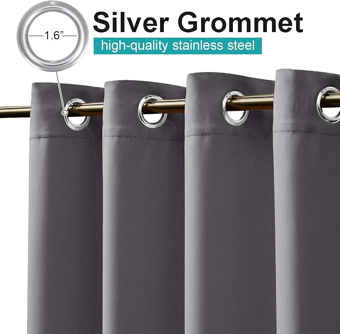 NICETOWN 2 Panels Blackout Grey Outdoor Curtains - Image 4