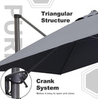 PURPLE LEAF Patio Outdoor Umbrella 9' x 9' Square All-Weather Light Grey | - Image 9