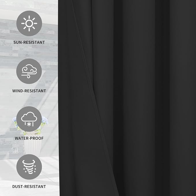 Easy-Going 100% Waterproof Outdoor Curtains 110x120 inch, Gazebo and Pergola 1 - Image 5