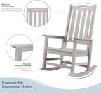 Oversized Outdoor Rocking Chair, HDPE Porch Rocker | High Back Rocking Chairs - Image 4