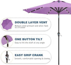 9FT Patio Umbrella with Solar Lights, Outdoor Market Umbrella with Tilt and - Image 2