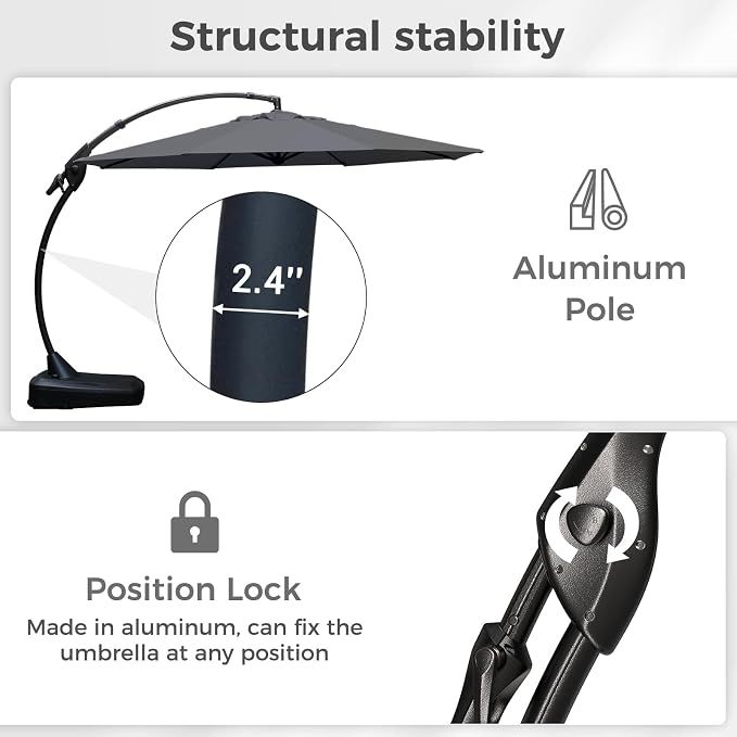 Grand patio 12FT Sunbrella Cantilever Round Umbrella - Image 6