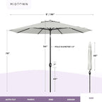 Midtown Umbrellas 10-Year-No-Fade - 8 Ft - UV Proof Off White Polyester Fabric - Image 6