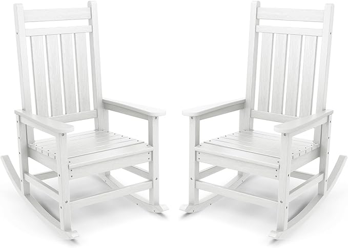 SERWALL Outdoor Rocking Chair Set of 2, Adult HDPE Rocking Chair, Oversized by SERWALL
